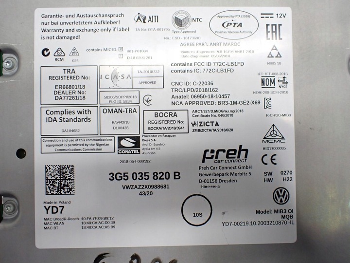 фото №12, Навігація навігація радіо дисплей 3g5035820b 5g6919605b vw t-roc 21r