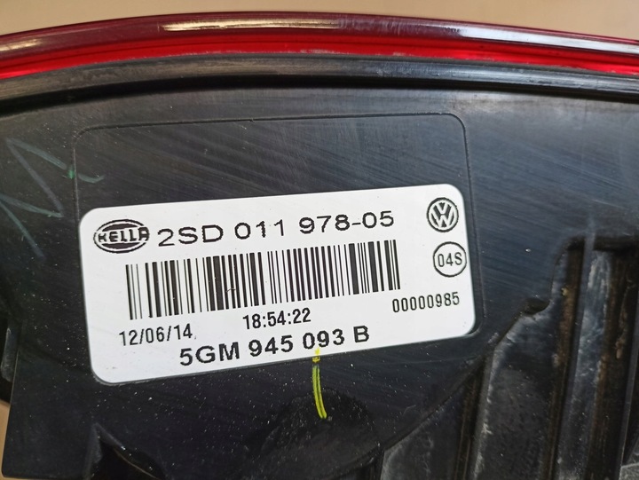 фото №10, Vw golf vii лампа задня ліва w кришка багажника hb usa