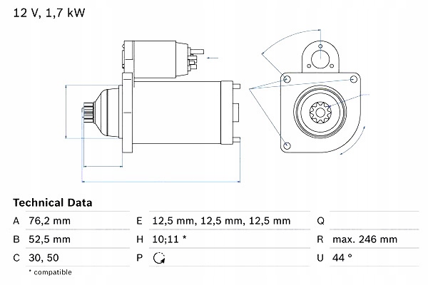 фото №1, Bosch стартер audi a3 seat altea altea xl cordoba ibiza iii ibiza