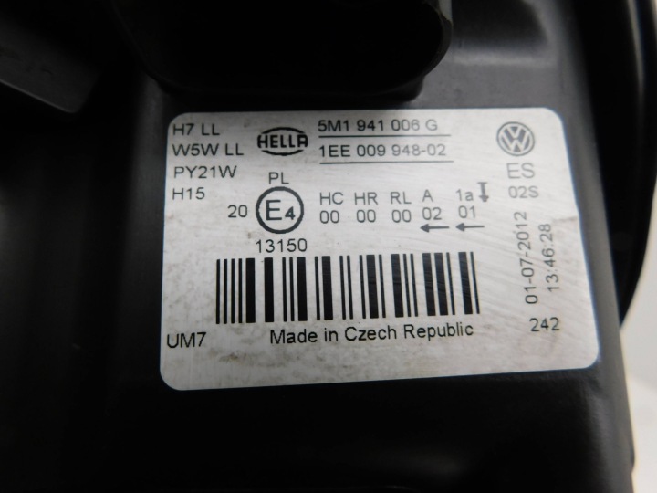 фото №9, Фара перед сторона права volkswagen golf vi plus 5m1941006g