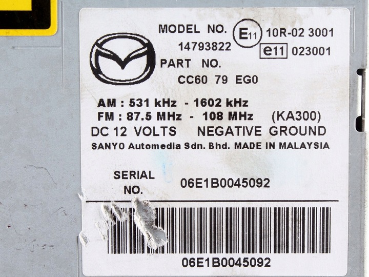 фото №8, Радио радиопроигрыватель cd fm mazda 5 cr19 05-10r.