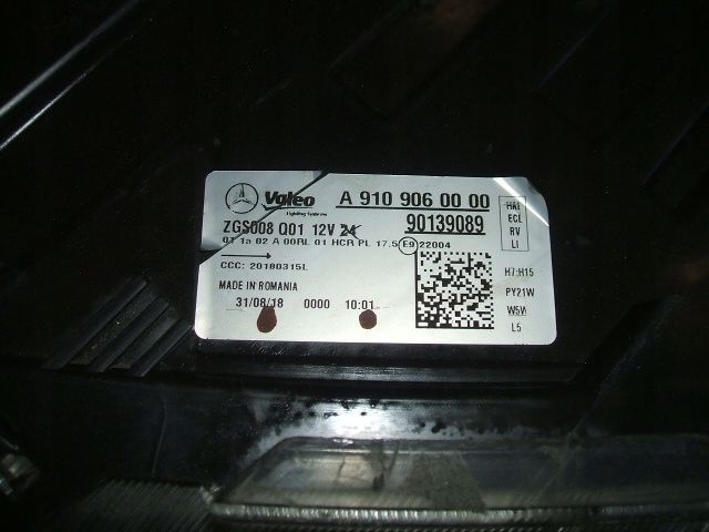 фото №12, Sprinter 907 910 лампа права ліва h7 a9109060000 a9109060100