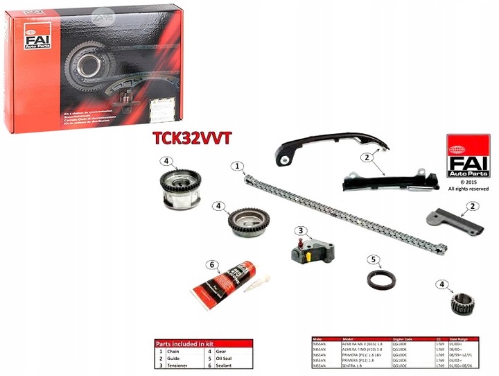 фото №1, Набір ланцюга розподільний вал fai 130284m51a tc0265vfk