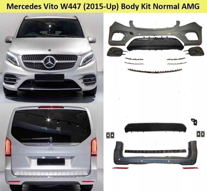 фото №1, Mercedes v клас vito w447 amg бампер пороги bodykit 2014-2021