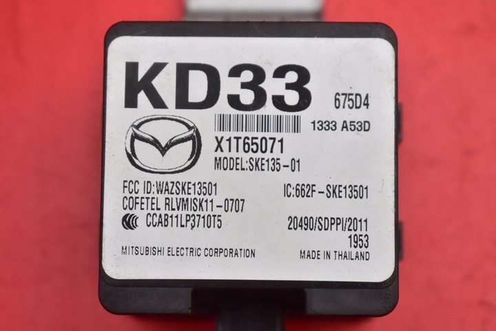 фото №5, Замок зажигания ключ модуль keyless kd33675d4 x1t65071 mazda mx5 mx-5 4 iv nd