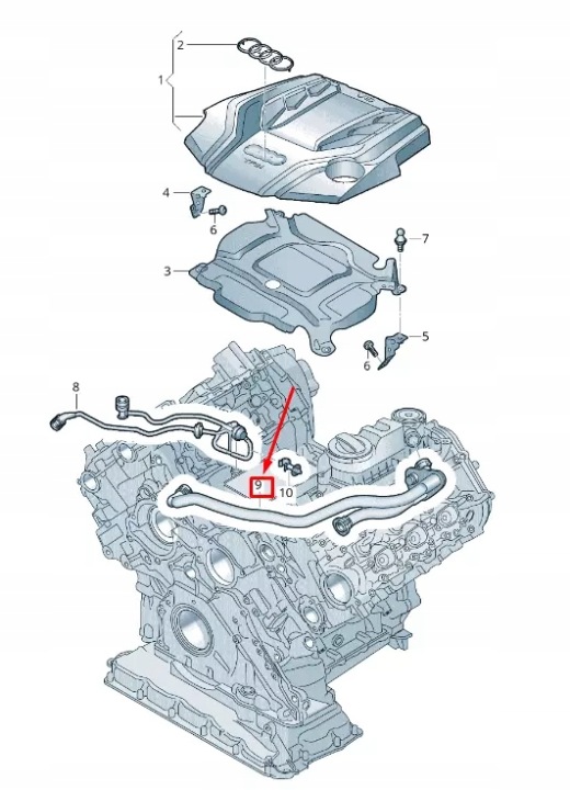 фото №9, Audi a5 sportback f5 шланг вентиляции двигателя 06m103210ed oem