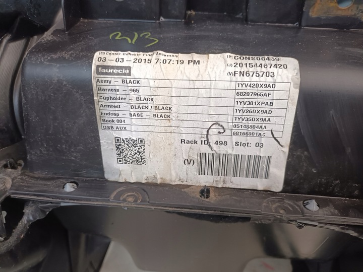 фото №9, Chrysler 200 15- туннель средний подлокотник панель 1yv42dx9ad usa