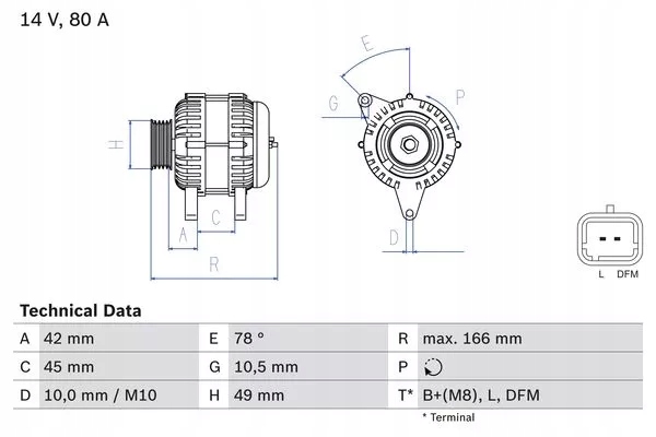 фото №2, Генератор 14v, 80a citroen c2, c2 enterprise, c