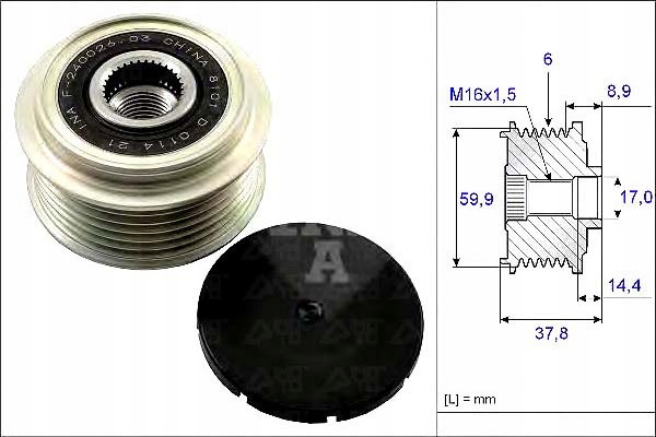 фото №2, Ina535 0135 10 колесо ременное генератора hyundai 2,0