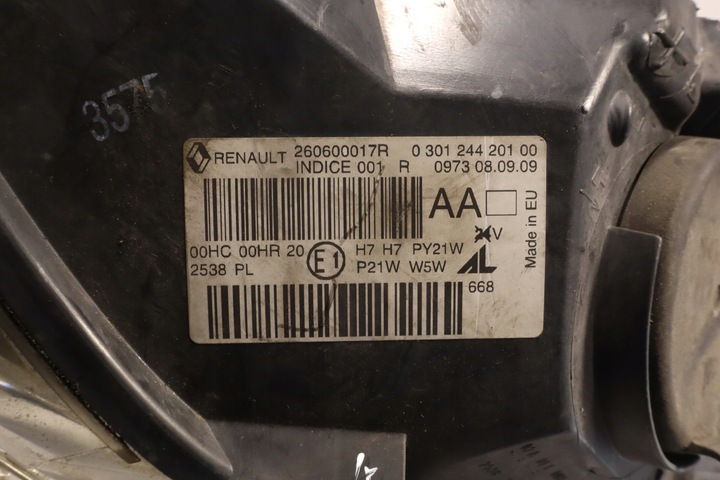 фото №9, Лампа левая передняя renault megane iii 260600017