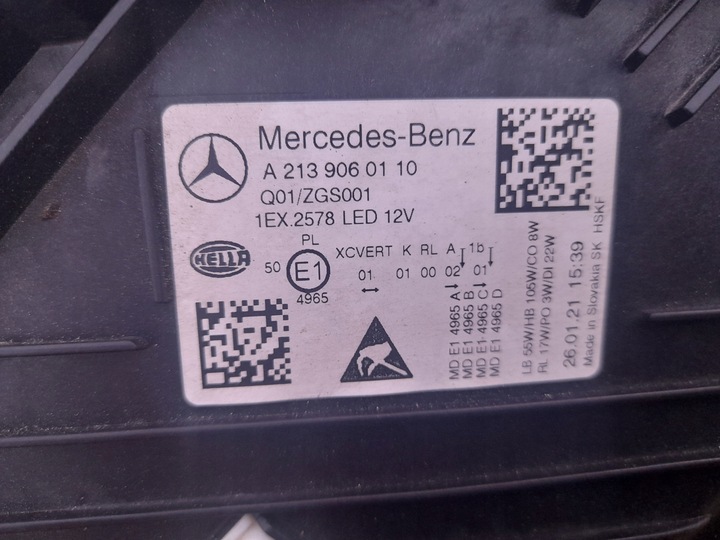 фото №12, Лампа левая mercedes e класс w213 рестайлинг multibeam