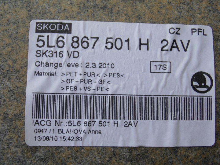 фото №12, Потолок комплект громкоговоритель 5l6867501h skoda yeti 5l оригинал