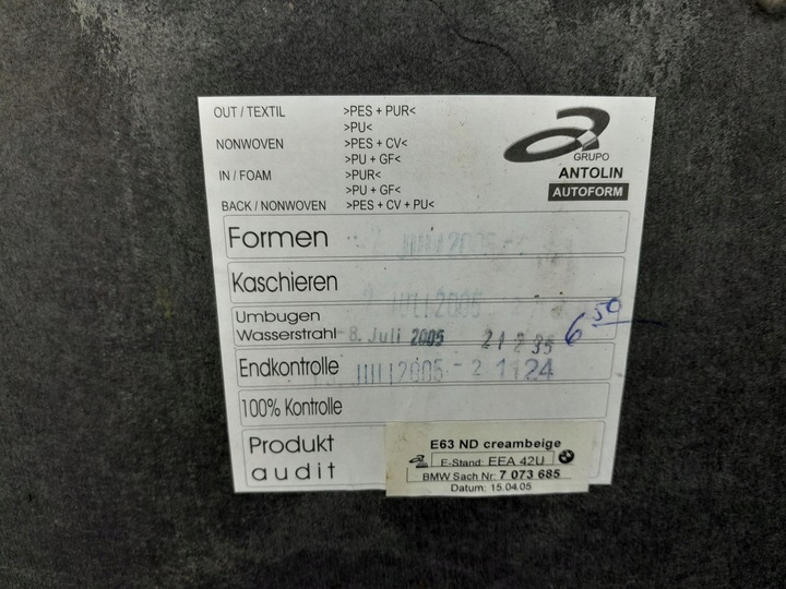 фото №5, Bmw 6 e63 потолок