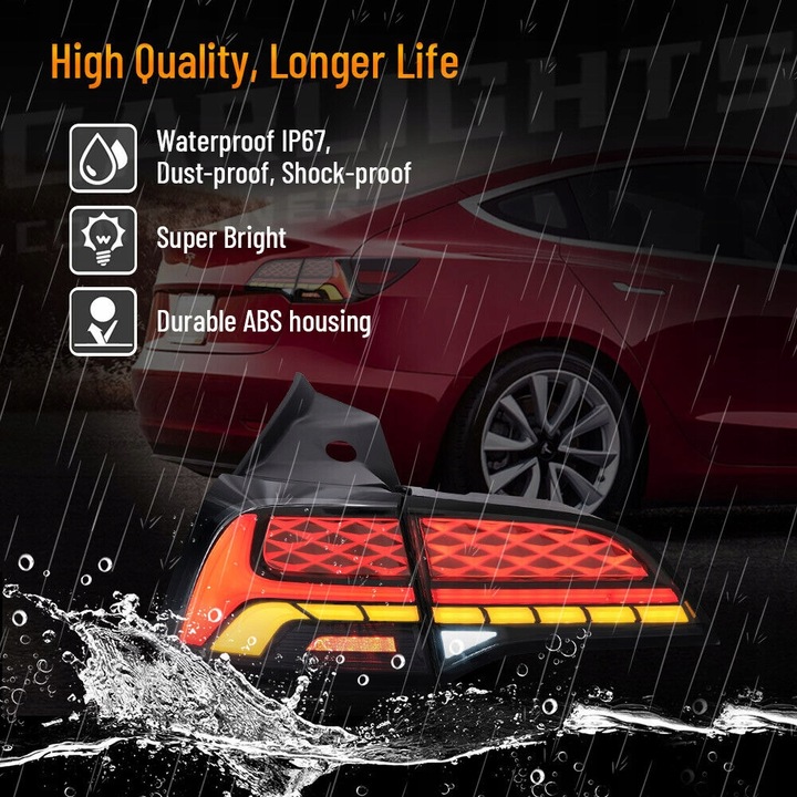 фото №9, Tesla модель 3 2017-2023 модель y 2020-2023 лампа лампы зад led vland комплект