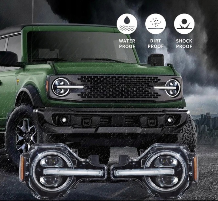 фото №8, Фары лампы kpl dayline полный led neon тюнинг ford bronco vi mk6 u725