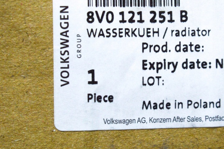 фото №8, Audi rs3 8v радіаторів двигуна нова оригінальна 8v0121251b