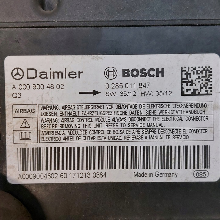 фото №8, Mercedes vito w639 sprinter модуль датчик подушек подушка безопасности bosch 0285011847