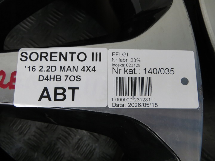 фото №11, Kia sorento iii диски алюминий 7.5x18 5x114.3 et39 52910-c5230 14-