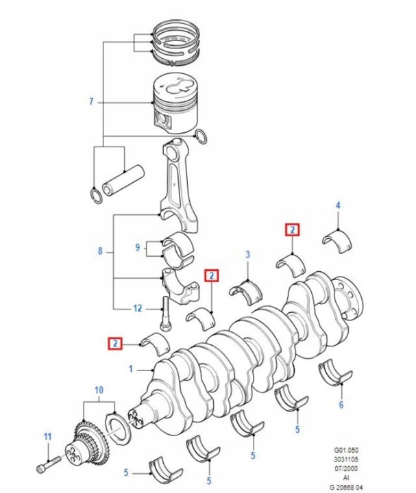 фото №12, Вкладиш вала колінчастого mondeo mk3 transit mk5 2.0d