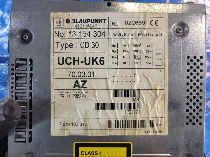 фото №10, Запчасти astra h zafira b радио cd30 mp3 дисплей 13111165 13154304