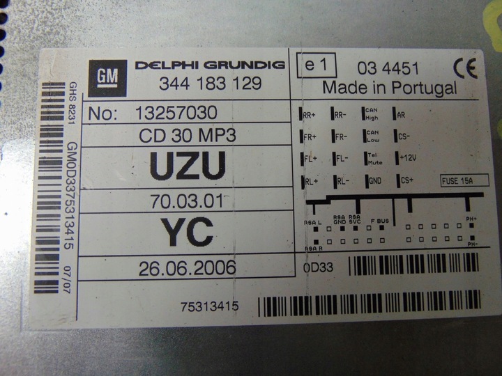 фото №10, Радіо заводські cd opel corsa d 13257030 cd30 mp3