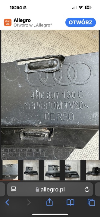 фото №7, Ползун крепление омывателя правый audi 4h0807130c