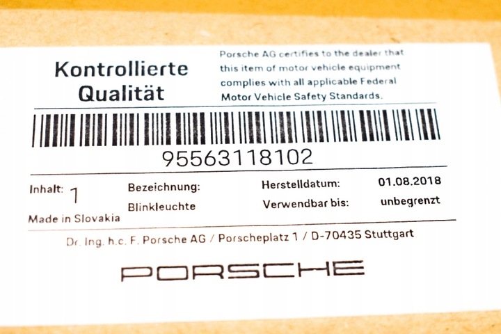 фото №6, Porsche cayenne 9pa переднее левый поворотник 958941181b новый оригинальный