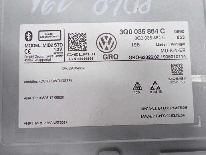 фото №13, Навигация навигация радио дисплей 3q0035864c 5g6919605b vw polo 2g vi 19r
