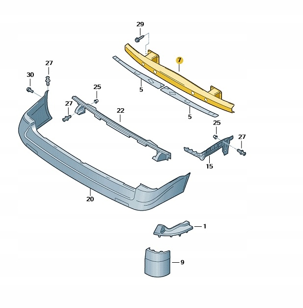 фото №1, Балка бампера зад vw transporter t5 t6 оригинал
