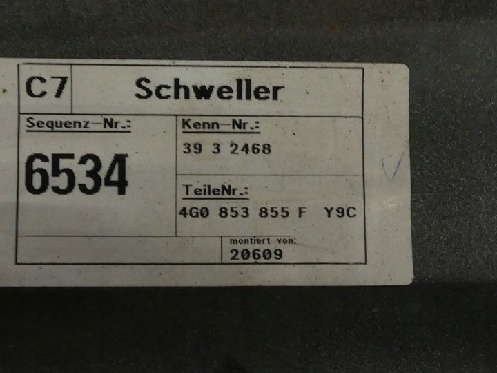 фото №13, Планка накладка порогова ліва зовнішня audi a6 c7 s-line ly9c 4g0853855f