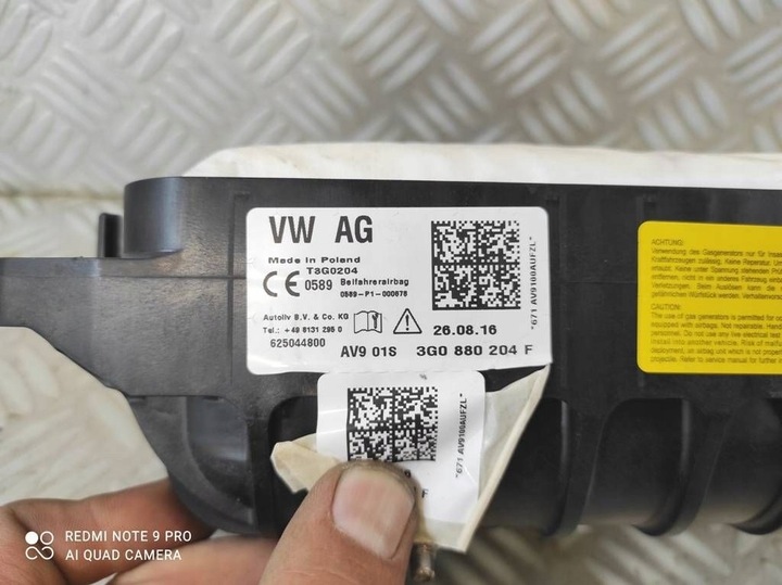 фото №10, Vw passat b8 подушка водія 5g0880201ac + подушка asażera 3g0880204f