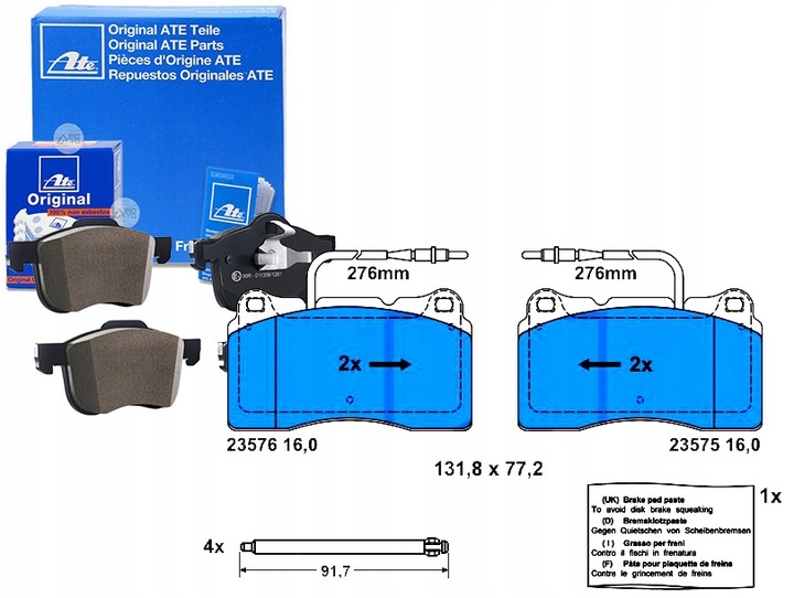 фото №1, Ate 13.0460-4972.2 набор тормозные колодки тормозных, тормоза дисковые