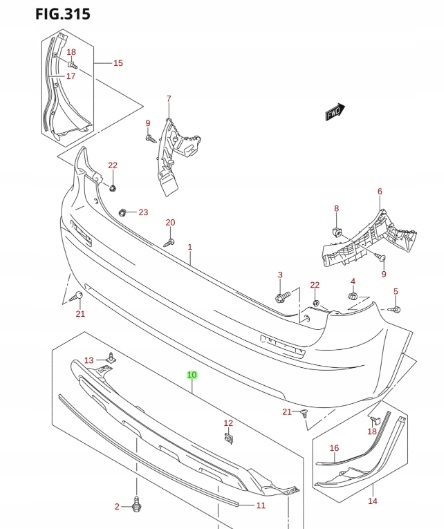 фото №2, Suzuki sx4 - 09-13 спойлер накладка бампера зад