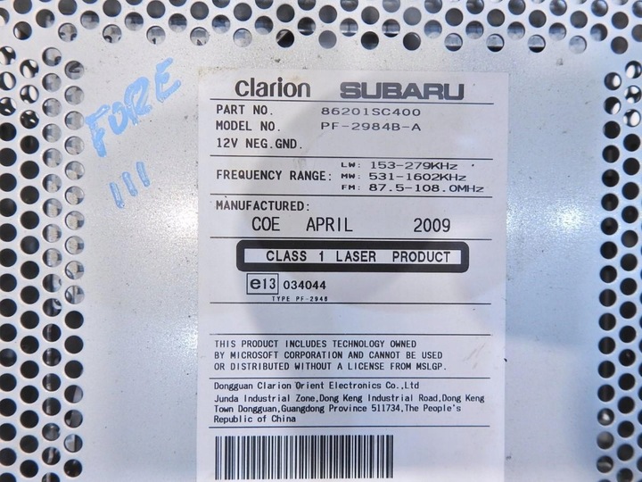 фото №2, Радіо cd subaru forester iii 86201sc400 pf-2984b-a