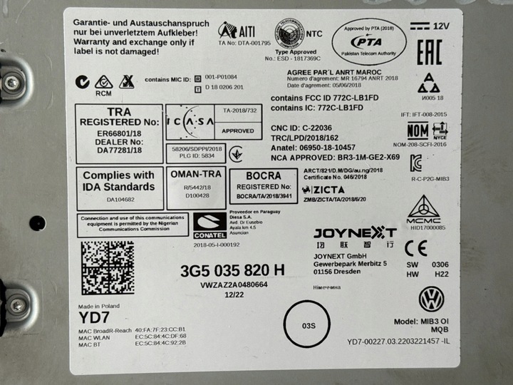 фото №10, Навігація дисплей зчитувач комплект vw t-cross 3g5035820h 5nn919605b