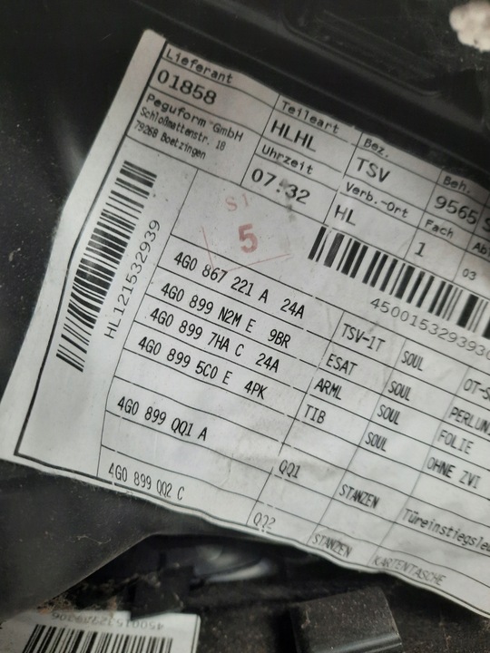 фото №7, Оббивка боковина двері зад лівий audi a6 c7 materia