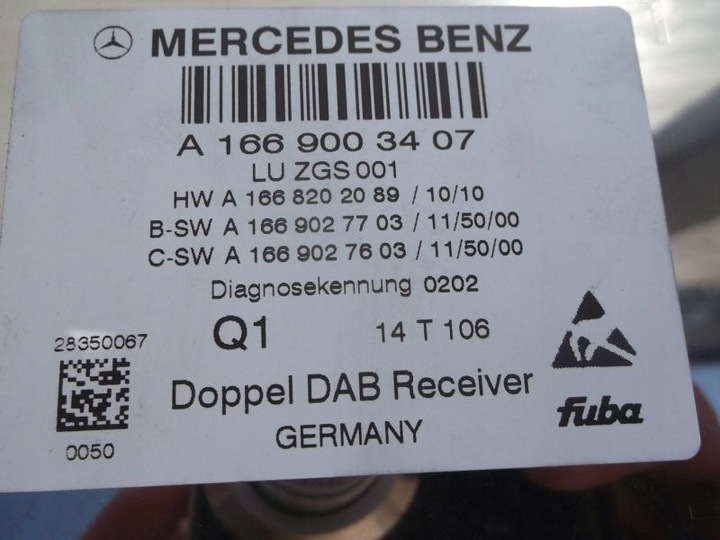 фото №1, Mercedes ml w166 sl w231 slk w172 модуль радіо dab