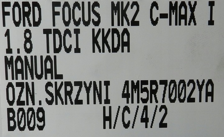 фото №8, Коробка передач коробки передач ford focus mk2 c-max i 1.8 tdci kkda 4m5r7002ya