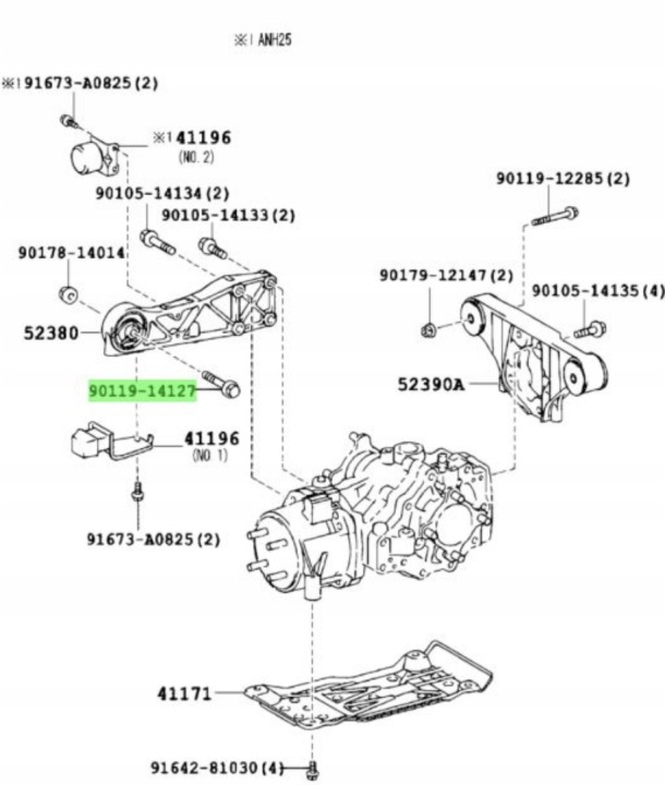 фото №7, Гвинт кронштейн диференціал зад toyota hiace estima oem номер 90119-14127