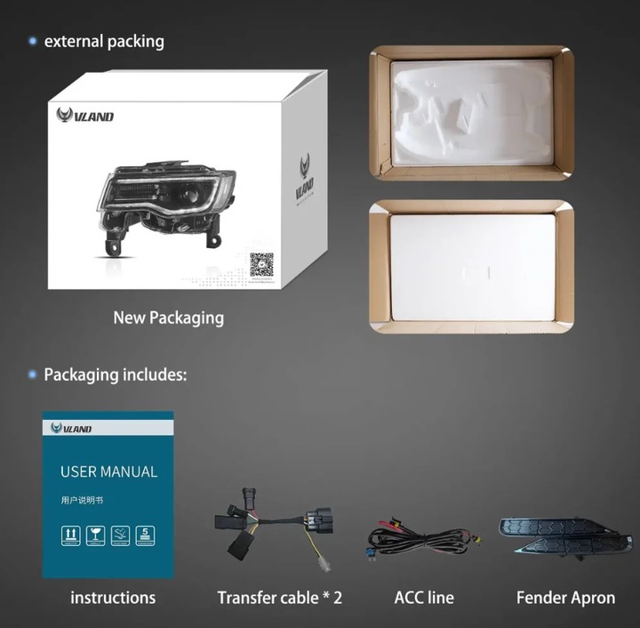 фото №9, Лампа лампи повний led drl vland комплект jeep grand cherokee wk2 2014-2021