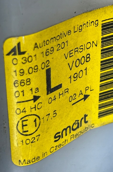 фото №9, Лампа ліва перед smart fortwo 450 рестайлінг 0301169201