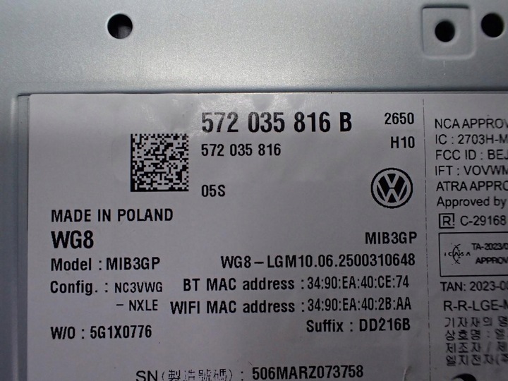 фото №12, Навігація навігація радіо дисплей заводська 572035816b vw passat b9 25r