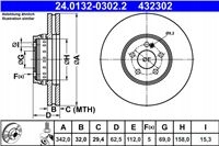 ATE ДИСК ГАЛЬМІВНИЙ ПЕРЕДНЯ 342X32 V 2-ЗАП.ЧАСТИНИ MERCEDES E A238 17-/E