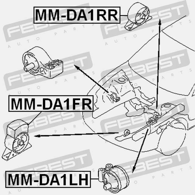 фото №12, Подушка двигателя передняя mt febest mm-da1fr