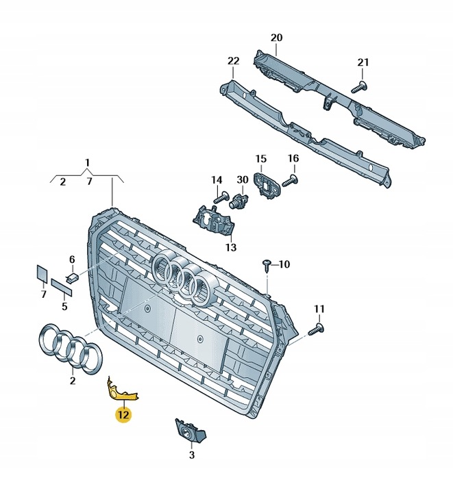 фото №3, Накладка захист камери передній перед решітка радіатора audi a5 b9 aso оригінал