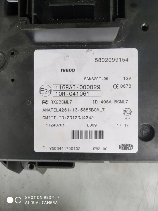 фото №8, Комп'ютер блок керування 2,3 e6 140km iveco 0281032557