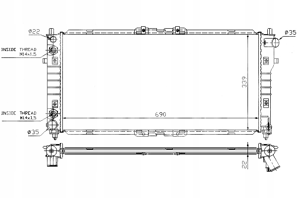 фото №1, Радіаторів води mazda xedos 6 92-99 2.0 v6 b