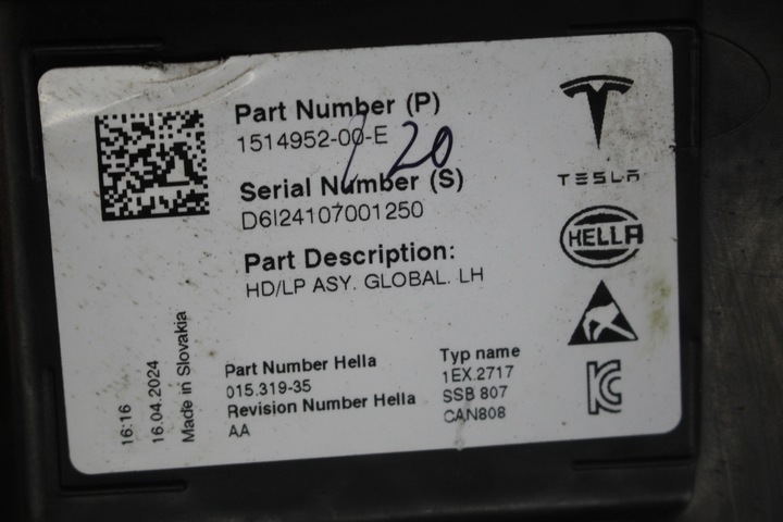фото №7, Лампа левая перед tesla модель 3 y рестайлинг полный led 1514952-00-e