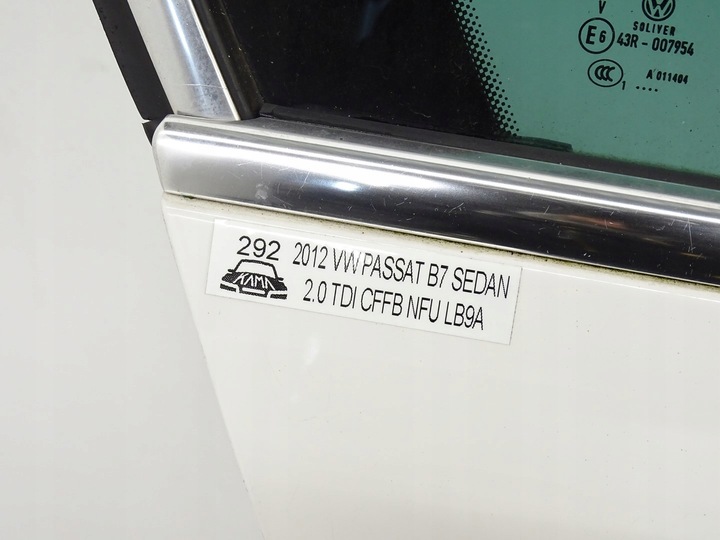 фото №9, Двері праві правий зад задні vw passat b7 3a sedan білий lb9a