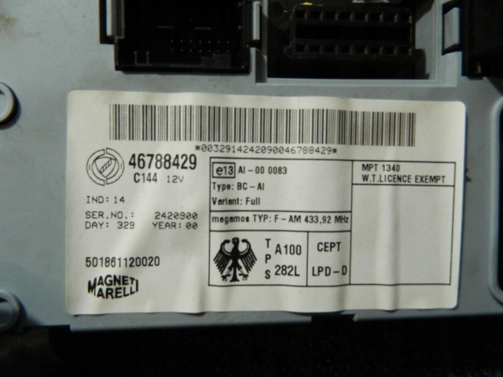 фото №8, Компьютер замок зажигания bsi fiat punto 2 1.2 16v 99-03r.